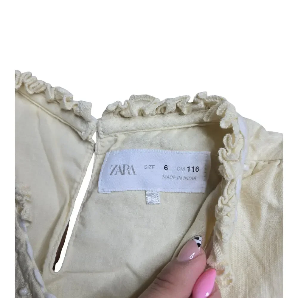 Zara Yellow Girl's Boho‎ Embroidered Dress Size: 6
